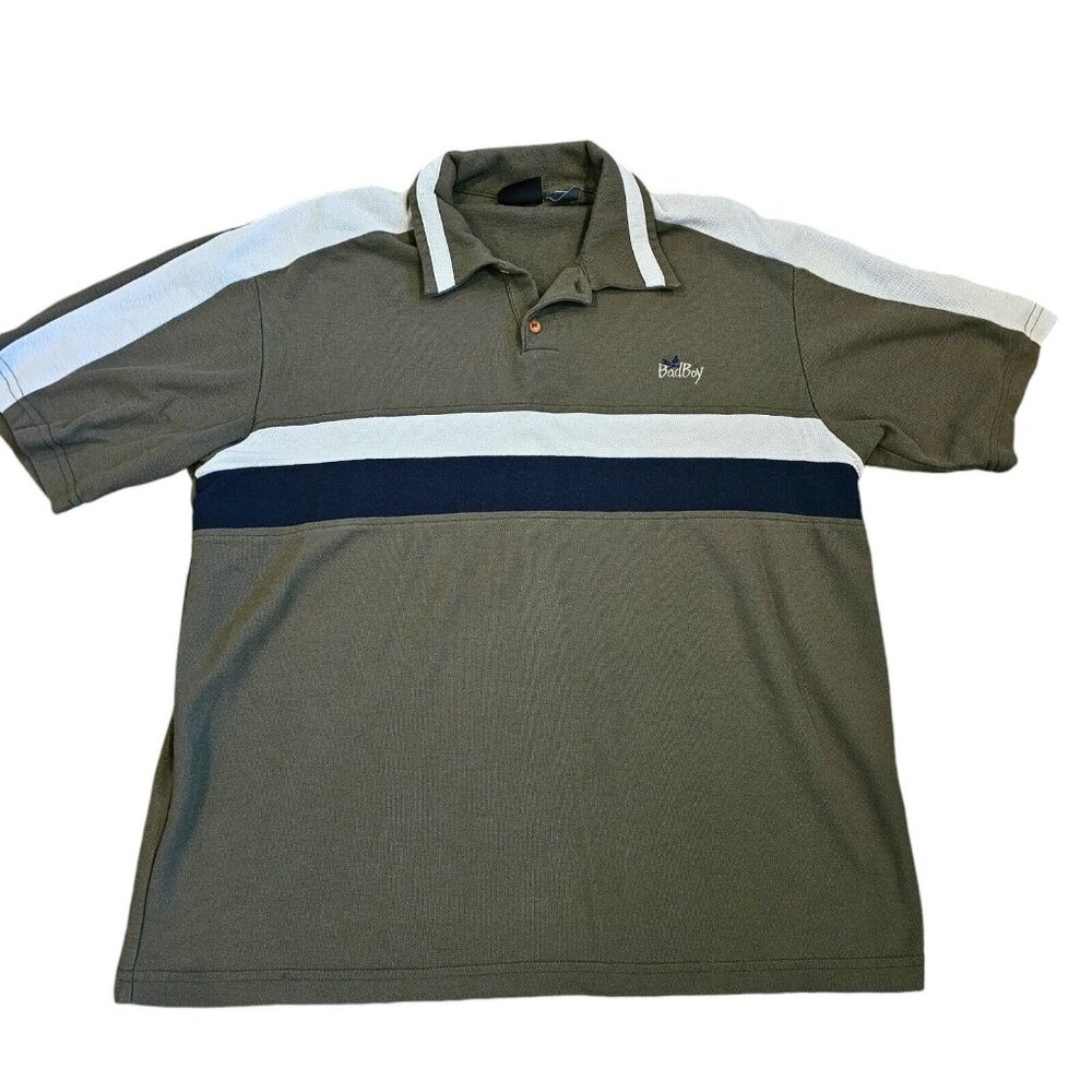 Vintage‎ 90s Y2K Mens M/L Bad Boy Skater Polo Shirt Army Green Preppy